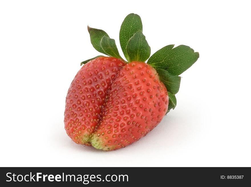 Single fresh strawberry on white background. Single fresh strawberry on white background.