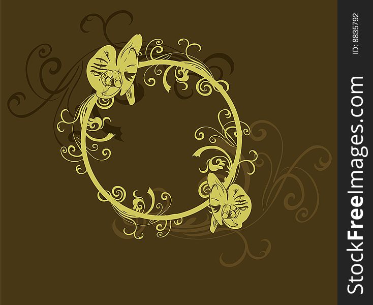 Illustration of a decorative frame with orchids. Illustration of a decorative frame with orchids