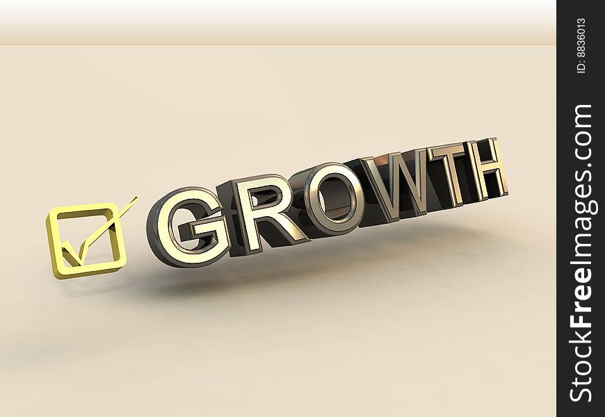 Checkbox In 3D And Growth Text