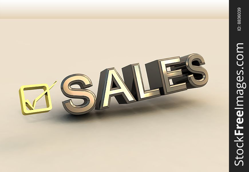 Checkbox In 3D And Sales Text