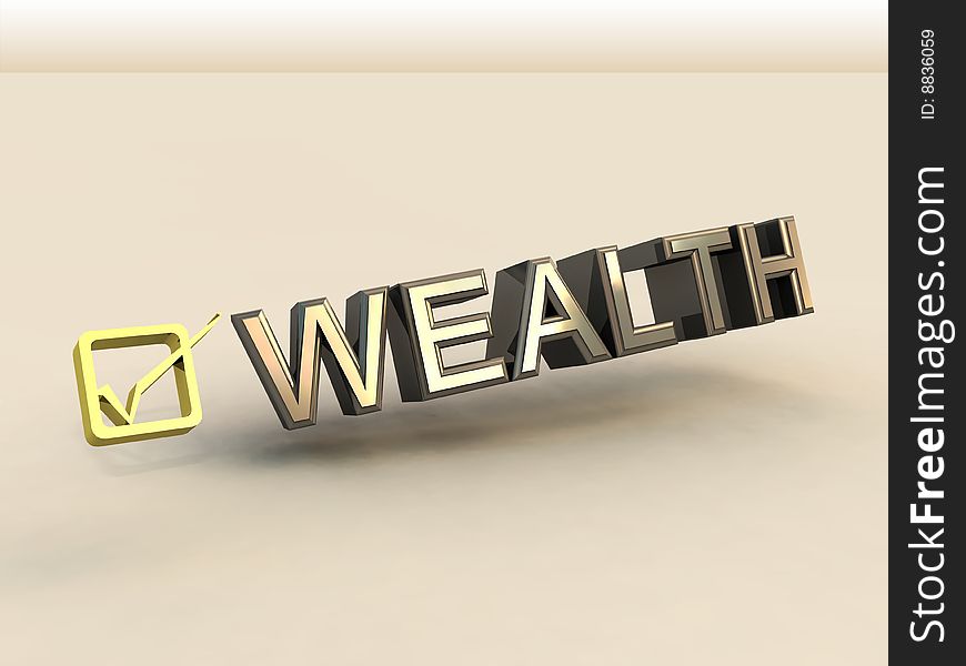 Checkbox In 3D And Wealth Text