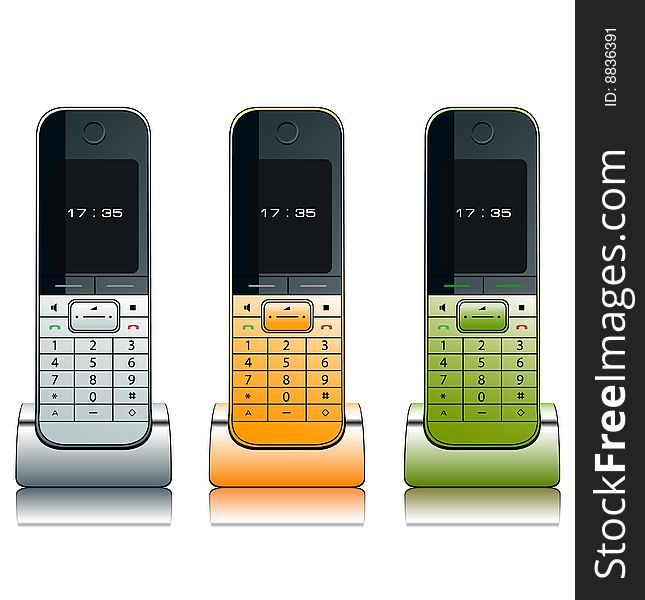 Set of vector modern wireless phone.