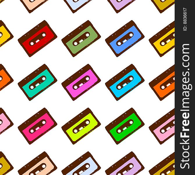 An illustration of old music tapes. An illustration of old music tapes