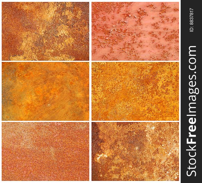 Set of rusty metal surfaces. Set of rusty metal surfaces