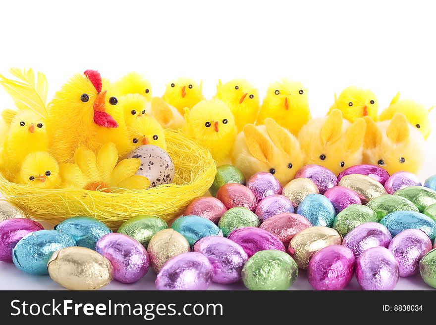 Easter Chicks And Bunnies Background