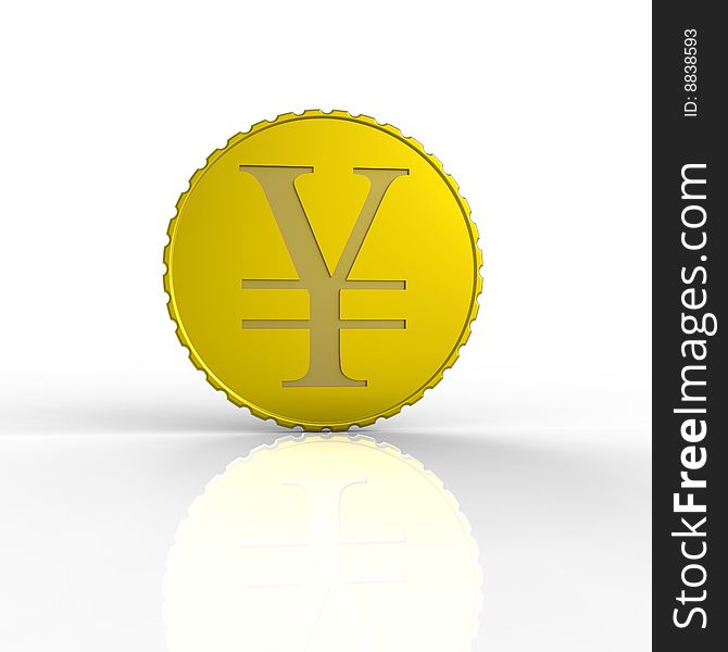 3d rendered gold yen coin on a white background. 4000x3000 pixels. 3d rendered gold yen coin on a white background. 4000x3000 pixels.
