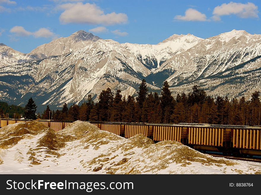 Train In Rocky Mountains, Canada