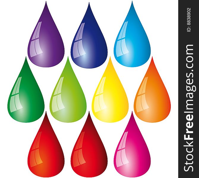 Collection of color drops - vector illustrasion. Collection of color drops - vector illustrasion.