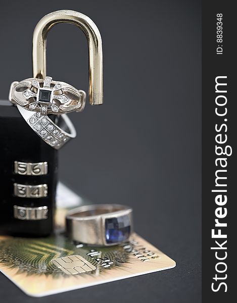 Credit card and lock.Business background