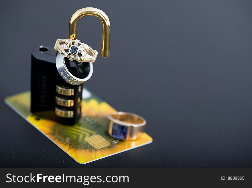 Credit card and lock.Business background