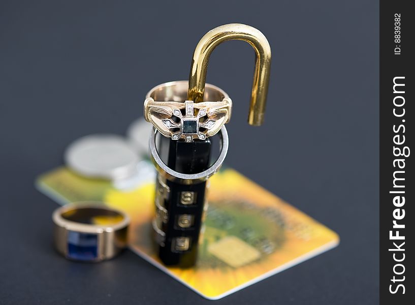Credit card and lock.Business background