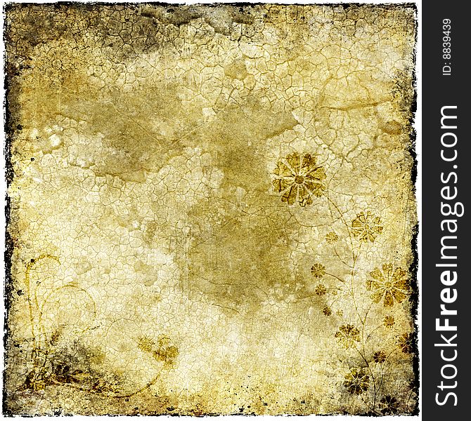 Abstract grunge background with stains, cracks, texture, and floral. Abstract grunge background with stains, cracks, texture, and floral