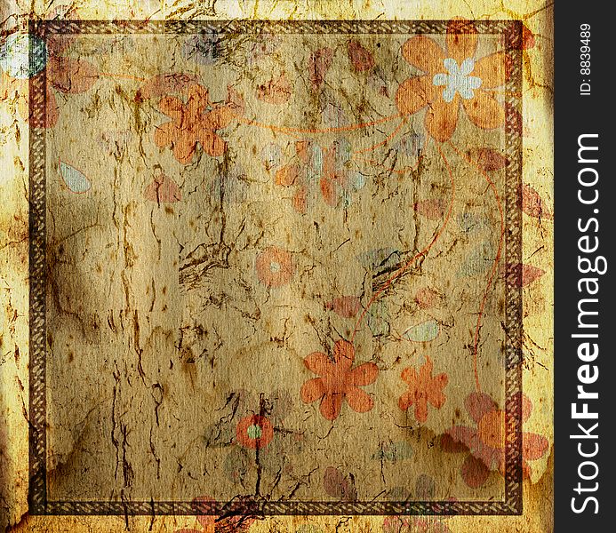 Abstract grunge background with stains, cracks, texture, floral and frame. Abstract grunge background with stains, cracks, texture, floral and frame