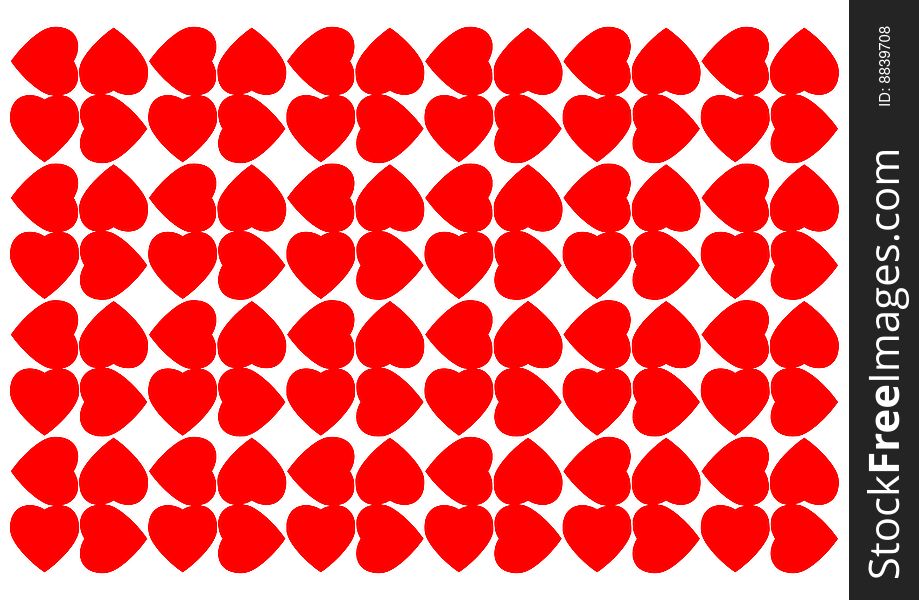 Hearts shape graphic design in warm red color