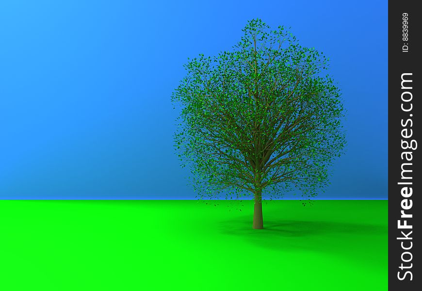 3d render of green tree. Nature concept.
