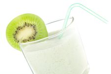 Close-up Milkshake With Kiwi And Straw Royalty Free Stock Images