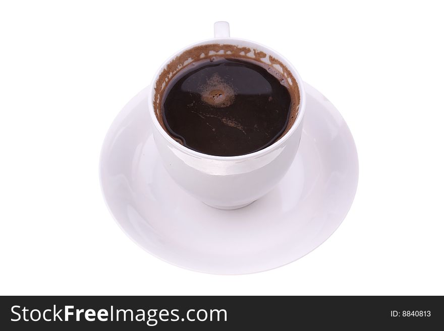 Close up of  a coffee cup isolated in white