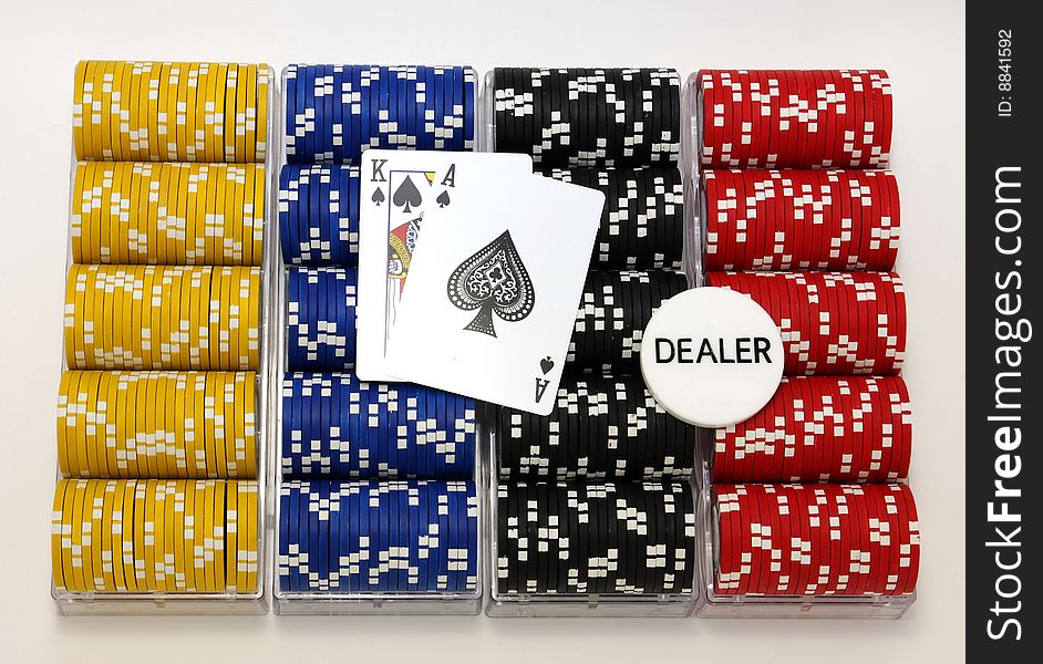 Racks of poker chips