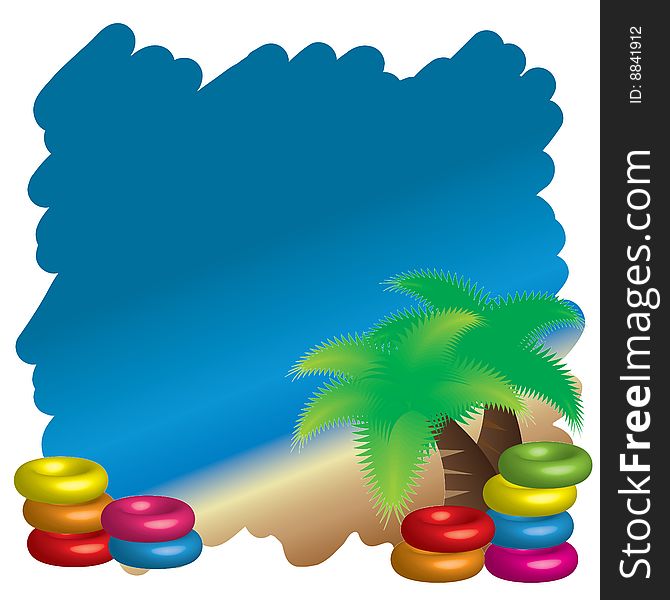 Illustration of beach background with coconut palm trees. Illustration of beach background with coconut palm trees