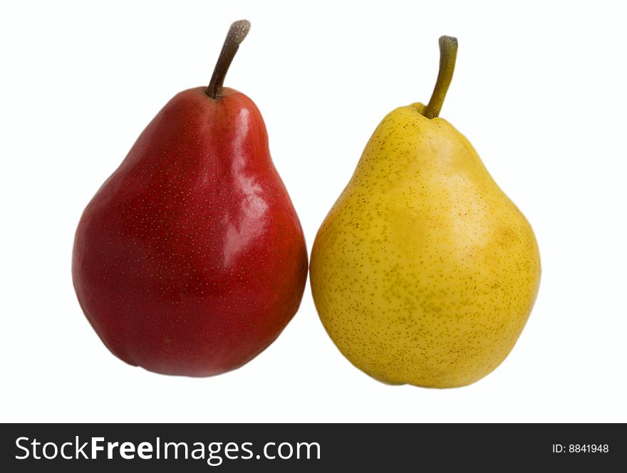 Photo isolated on white background of pears fruit. Photo isolated on white background of pears fruit