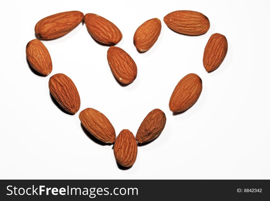 Almonds in the shape of a heart