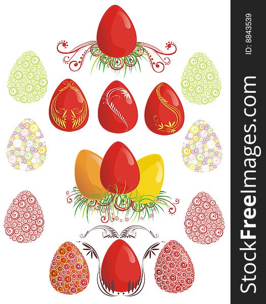 Color easter eggs, vector illustration