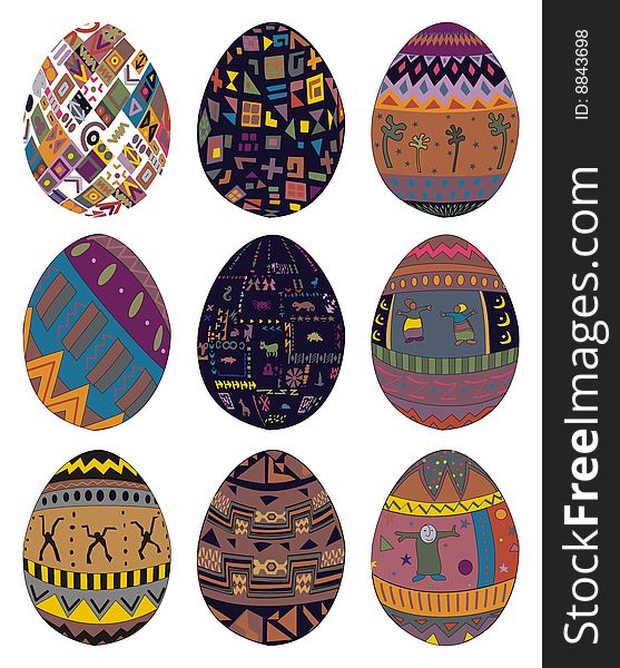 Pop-art coloured painted eggs. Pop-art coloured painted eggs