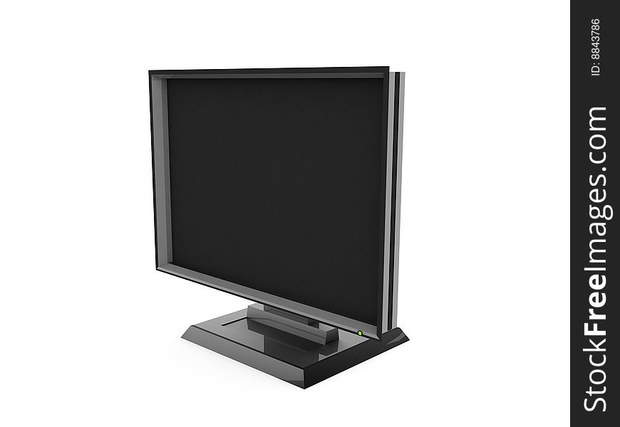 Three dimensional flat television with white background. Three dimensional flat television with white background