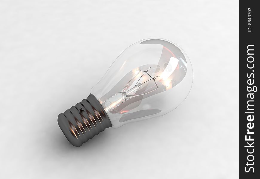 Three dimensional glass bulb on an isolated background. Three dimensional glass bulb on an isolated background