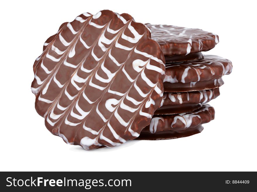 Stack Of Chocolate Cookies Isolated