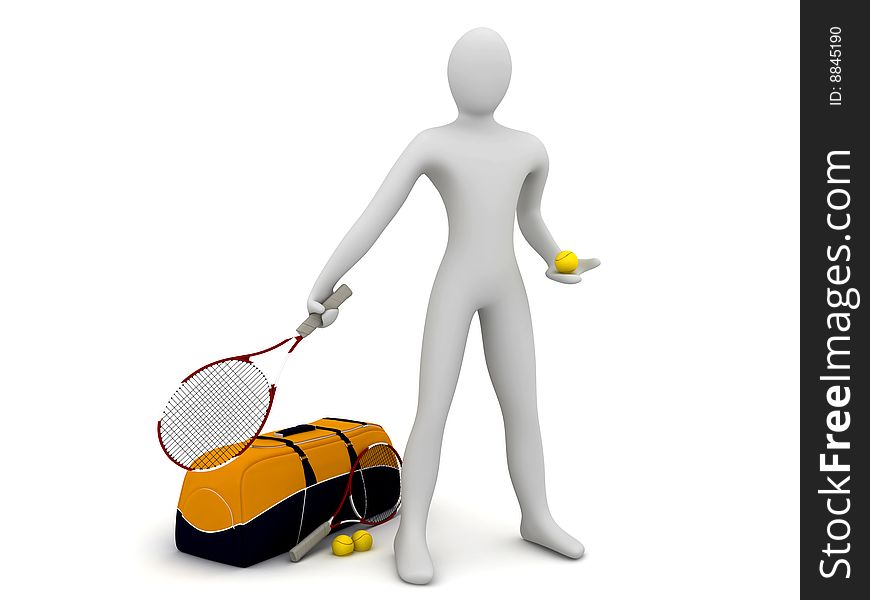 Conceptual image of people with tennis racket. Conceptual image of people with tennis racket