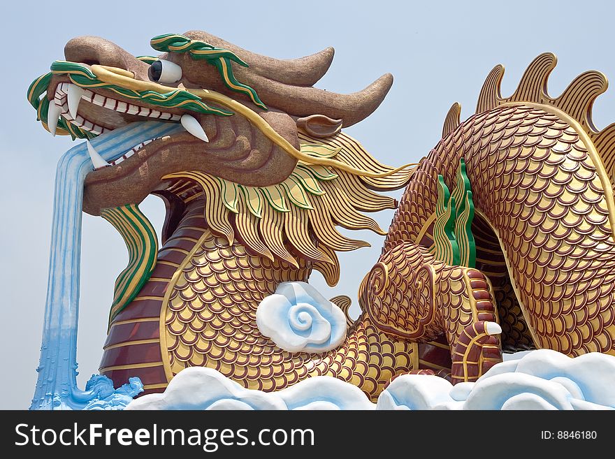 Huge dragon sculpture in Supanburi province, Thailand.