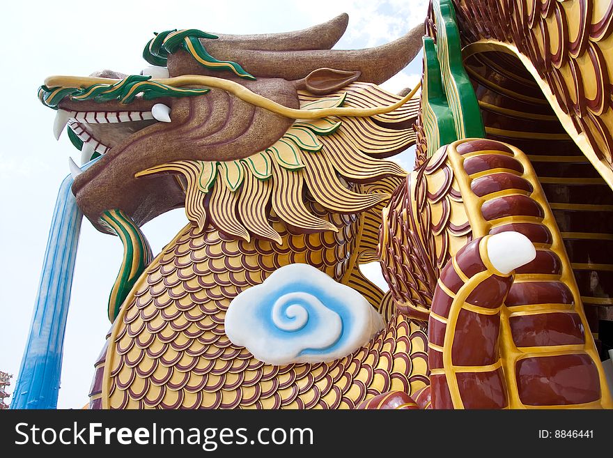 Huge dragon sculpture in Supanburi province, Thailand.