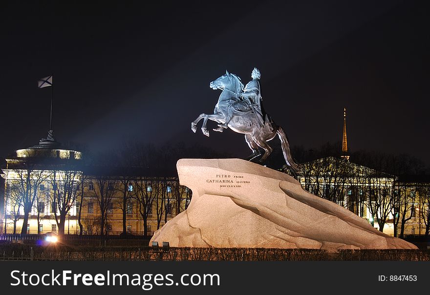 View of Saint-Petersburg: Peter the Great monument. View of Saint-Petersburg: Peter the Great monument