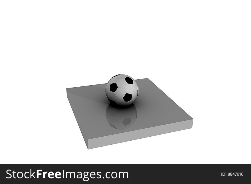 A Soccer ball on a reflective pedestal. A Soccer ball on a reflective pedestal