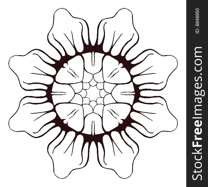 Indian black flower surrounded by pedals,  change the colour it�s a vector.