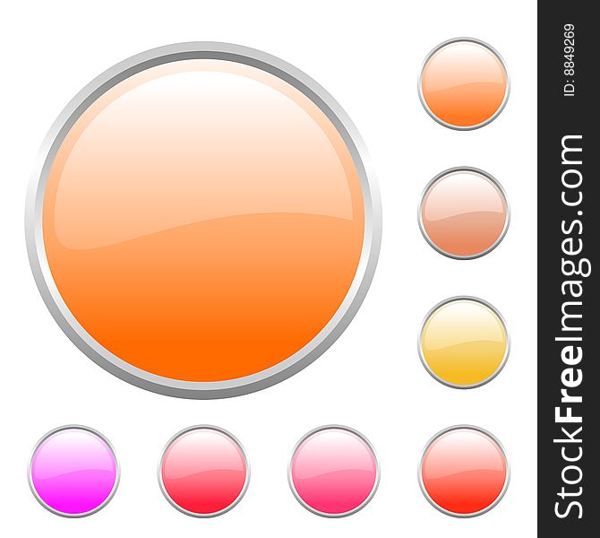 Vector illustration of modern shiny round buttons set