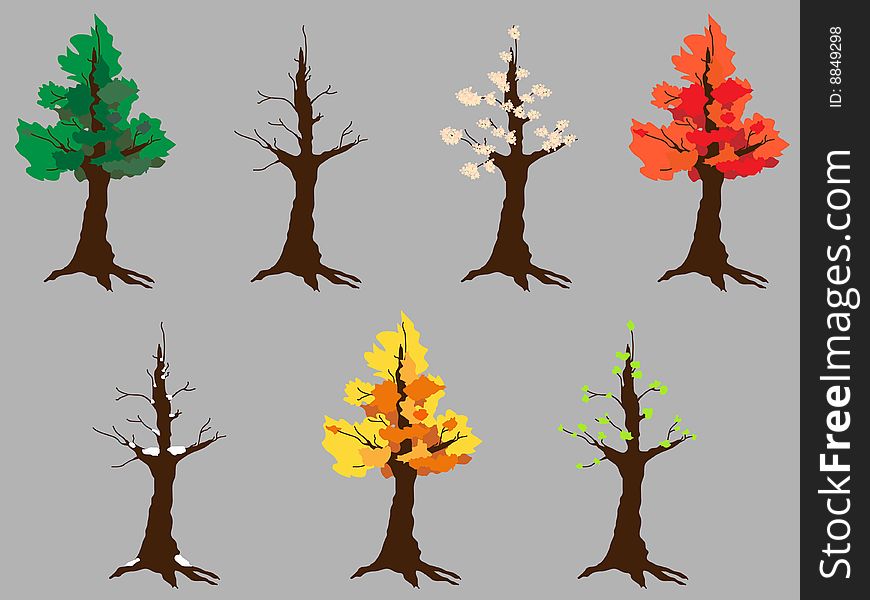 Tree. Seasons. AI file attached.