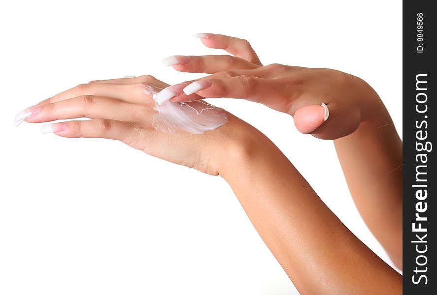 Beautiful female gentle brushes of hands with manicure, isolated on a white background, please see some of my other parts of a body images:. Beautiful female gentle brushes of hands with manicure, isolated on a white background, please see some of my other parts of a body images: