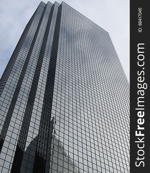 A high rise office building from low angle.