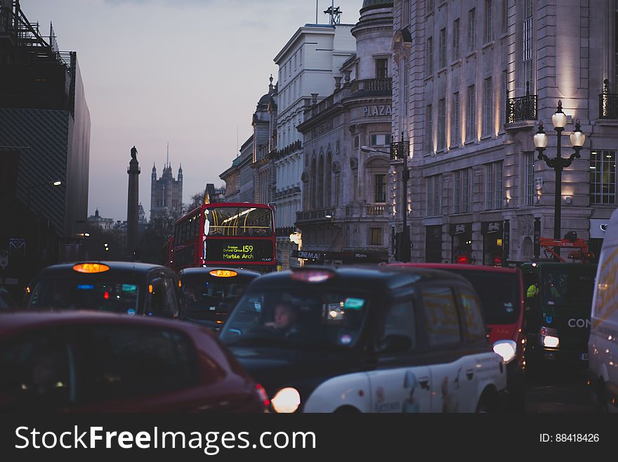 Car&x27;s On The Street Having Traffic During Twilight