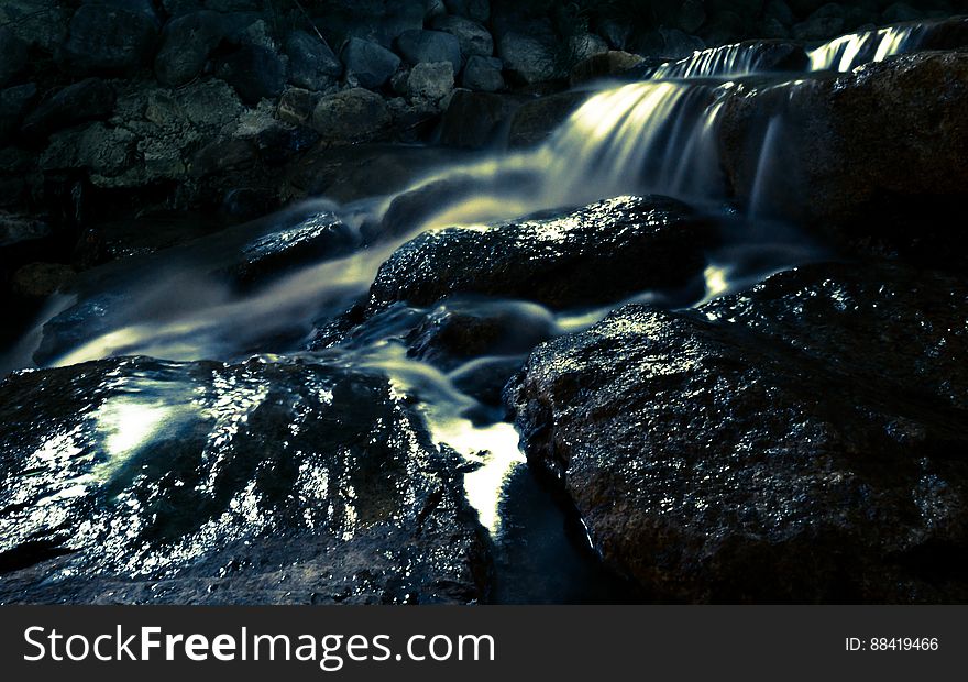A long exposure of a waterfall. A long exposure of a waterfall.