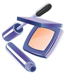Compact Powder And Mascara Royalty Free Stock Photography Compact Powder And Mascara Royalty Free Stock Photography