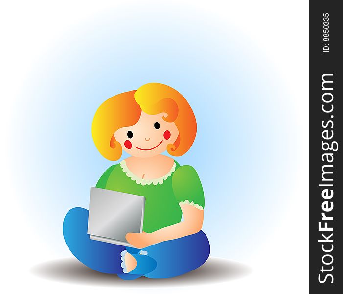 Woman with laptop. Vector illustration. Woman with laptop. Vector illustration.