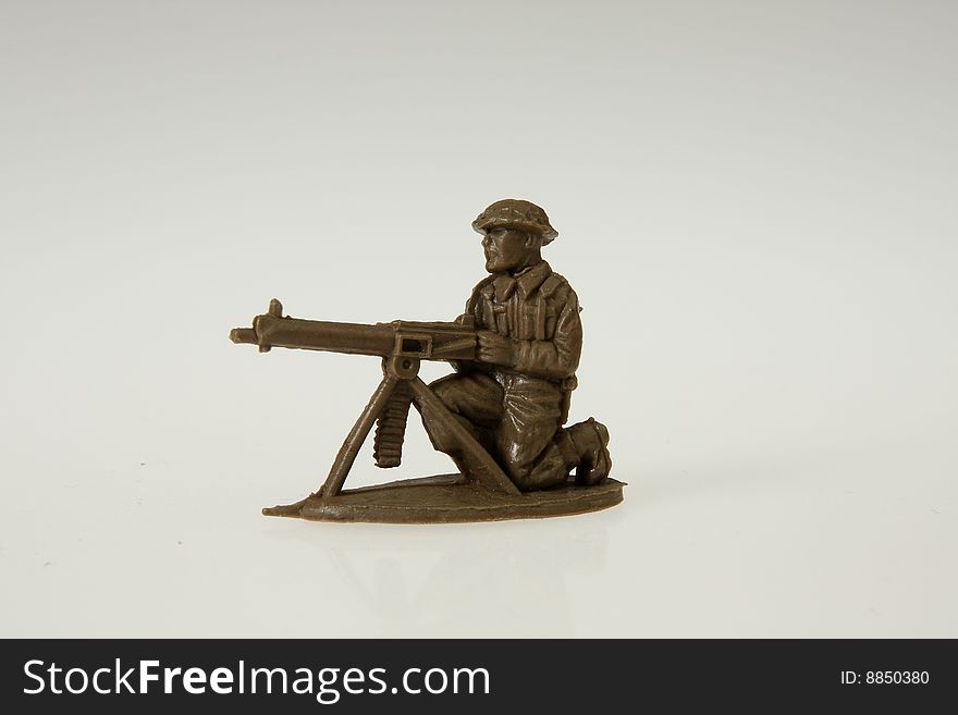 British toy soldier heavy machine gun operator