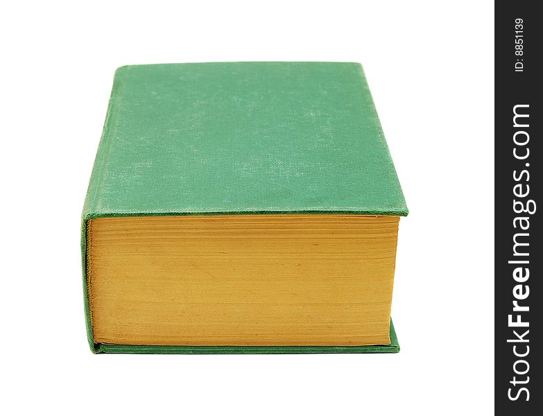 Thick green book isolated on white