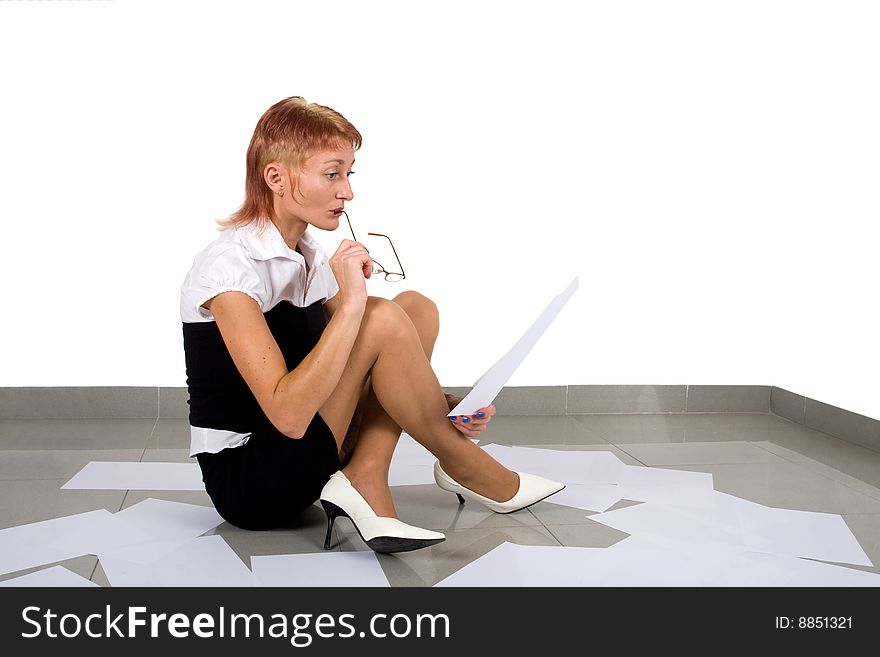 Business lady with finance paper