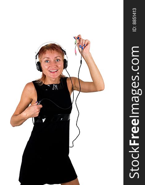Smiling fashion girl with headphones