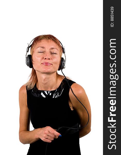 Smiling fashion girl with headphones