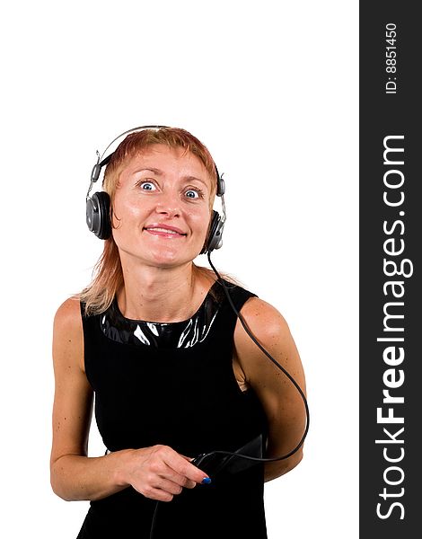 Smiling fashion girl with headphones